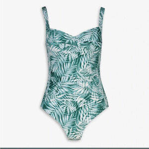 Niptuck Green/Teal Palm One Piece Swimsuit NWT 8